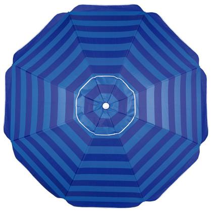 Imagem de Kit Guarda Sol Alumínio Articulado 2,4 Metros Azul Com Base Plástica Branco - Mor