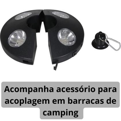 Imagem de Kit Guarda Sol Articulado 2 Metros Preto + Luminaria de 24 Leds Preta Jardim e Area Externa  Bel 