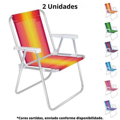 Imagem de Kit Guarda Sol Azul Bahia 2 M Bagum e Aluminio + 2 Cadeiras de Praia Coloridas em Aluminio