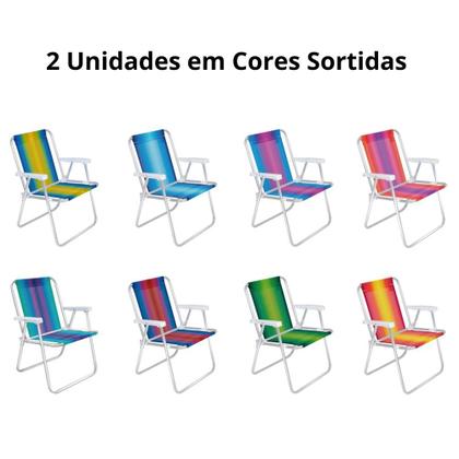 Imagem de Kit Guarda Sol Praia Laranja Bagum 1,60 M + Duas Cadeiras Aluminio