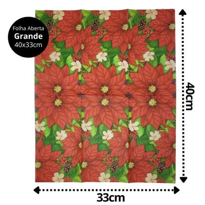 Imagem de Kit Guardanapos Natalinos Decorados Estampas Diversas 80 Folhas Duplas 20x11cm - Magizi