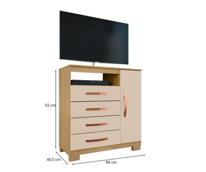 Imagem de Kit GuardaRoupa Casal 6 Portas 2 Gavetas com Espelho Cômoda Sapateira 1 Porta 4 Gavetas Armário Multiuso 2 Portas Off White