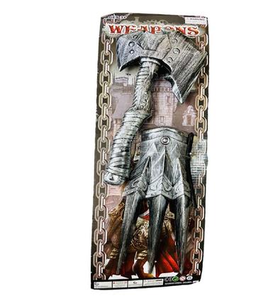 Imagem de Kit Guerreiro Infantil Luva E Machado Prata Plástico