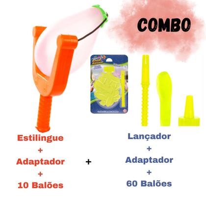 Imagem de Kit Guerrinha diversão water ballon c/ Estilingue + 70 bexigas + Adaptador