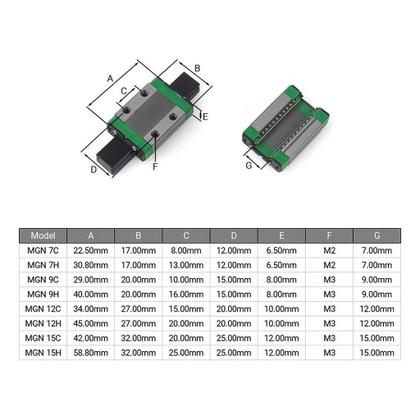 Imagem de Kit Guia Linear 200Mm + 1 Patins P/ Impressora 3D Mgn12H