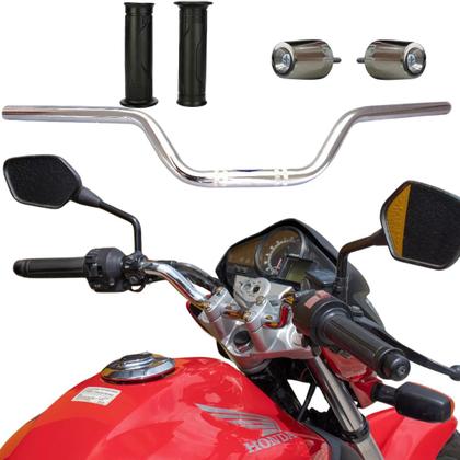 Imagem de Kit Guidão Com Pesinho e Manoplas Honda Cb Twister 2009 a 2015 / Cb 300 2004 a 2008 Cromado Rosca Moto Motocicletas