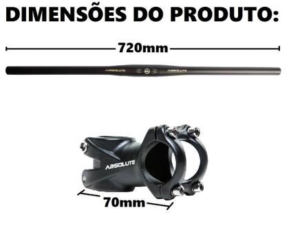 Imagem de Kit Guidão Reto 720mm Mesa de Guidão 60 70 80mm MTB Absolute