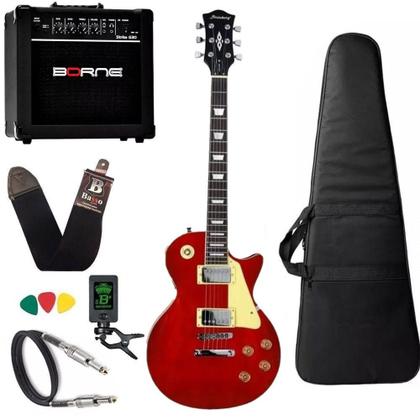 Imagem de Kit Guitarra Strinberg Lps230 Vermelha Wr Cubo Borne