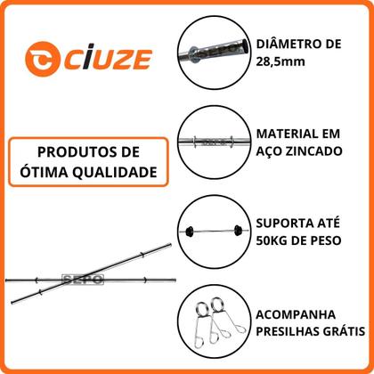 Imagem de Kit Halteres 24Kg Anilhas e Barras + Corda - Treino em Casa