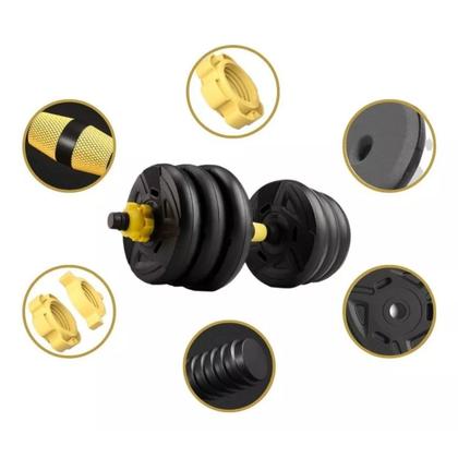 Imagem de Kit Halteres Anilha Barra 3 em 1 Musculação Peso Academia Ajustável 40kg Segurança e Durabilidade