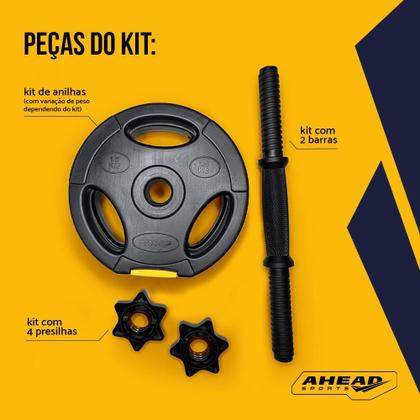 Imagem de Kit Halteres Musculação Ajustável Barra Até 20Kg Bonafit