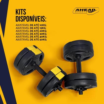 Imagem de Kit Halteres Musculação Ajustável Barra Até 20Kg Bonafit
