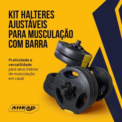 Imagem de Kit Halteres Musculação Ajustável Barra Até 20Kg Bonafit