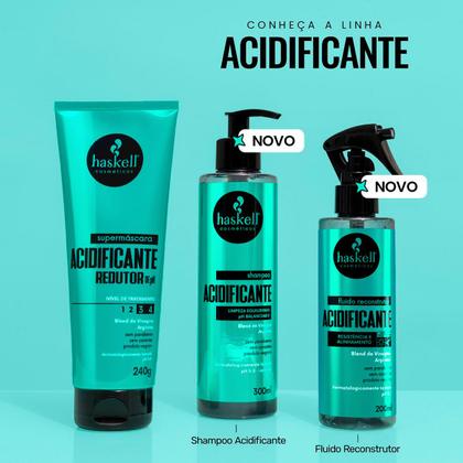 Imagem de Kit Haskell Acidificante Shampoo+Supermáscara+Fluído Reconstrutor (3 produtos)