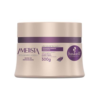 Imagem de Kit Haskell Ametista Desamareladora Shampoo, Condicionador e Máscara 300g/ml e Fluido 120ml Para Loiros ou Grisalhos