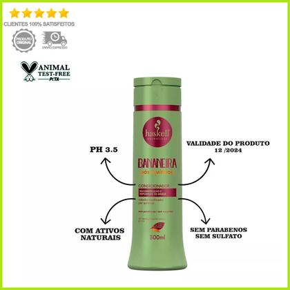 Imagem de Kit Haskell Bananeira 4 Produtos 300ml - Repositor de Massa Capilar (Shp/Cond/Másc/Nectavita)