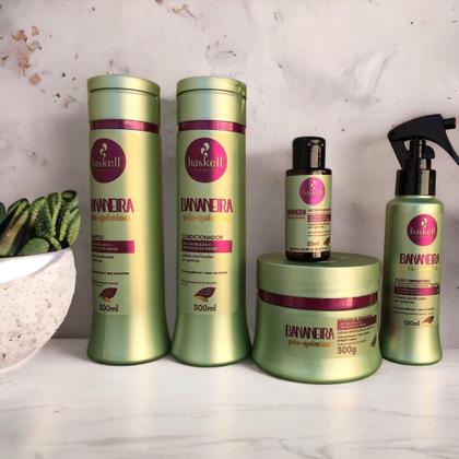 Imagem de Kit Haskell Bananeira Sh Cond Máscara 300ml 5 Itens Completo