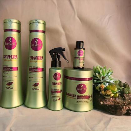 Imagem de Kit Haskell Bananeira Sh Cond Máscara 500ml 5 Itens Completo