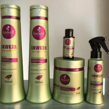 Imagem de Kit Haskell Bananeira Sh Cond Máscara 500ml 5 Itens Completo