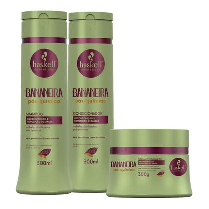 Kit Haskell Bananeira Shampoo Cond Máscara 300ml Imagem de Kit Haskell Bananeira Shampoo Cond Máscara 300ml