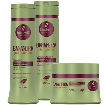 Kit Haskell Bananeira Shampoo Condicionador Mascara 250g Imagem de Kit Haskell Bananeira Shampoo Condicionador Mascara 250g