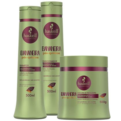 Imagem de Kit Haskell Bananeira Shampoo Condicionador Mascara 500g
