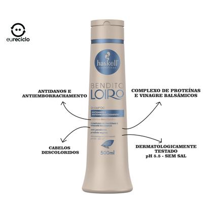 Imagem de Kit Haskell Bendito Loiro Shamp cond masc 500ml Mimo