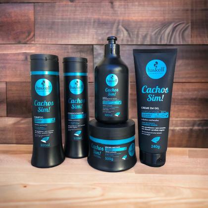 Imagem de Kit Haskell Cachos Sim Definição Sh Cond Máscara 300ml 5 Itens Completo