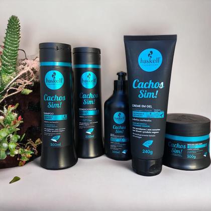 Imagem de Kit Haskell Cachos Sim Definição Sh Cond Máscara 300ml 5 Itens Completo