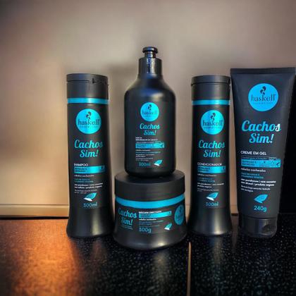 Imagem de Kit Haskell Cachos Sim Definição Sh Cond Máscara 300ml 5 Itens Completo