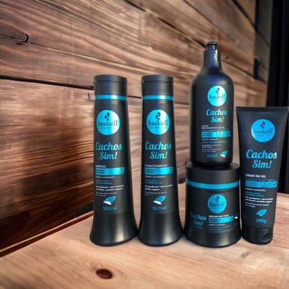 Imagem de Kit Haskell Cachos Sim Definição Sh Cond Máscara 500ml 5 Itens Completo