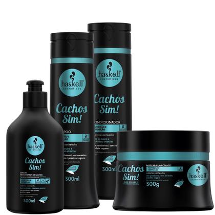 Imagem de Kit Haskell Cachos Sim Sh Cond Masc e Leave 300gr