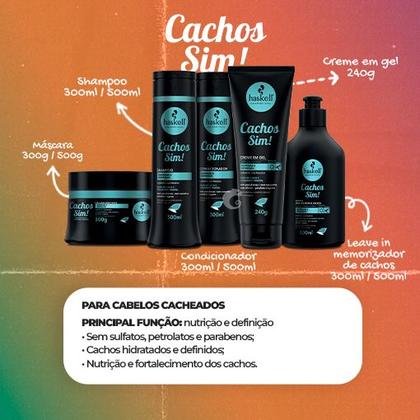 Imagem de Kit Haskell Cachos Sim Sh Condicionador e Mascara 300ml