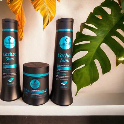 Imagem de Kit Haskell Cachos Sim Shampoo 500ML 1 Condicionador 500ML 1 Mascara 500ML