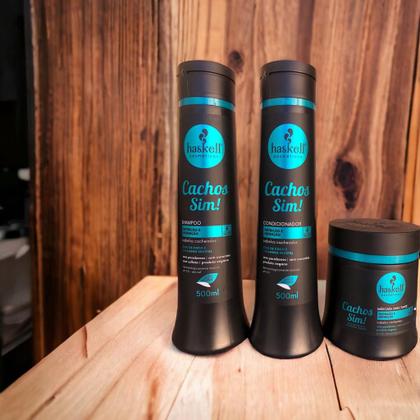Imagem de Kit Haskell Cachos Sim Shampoo 500ML 1 Condicionador 500ML 1 Mascara 500ML