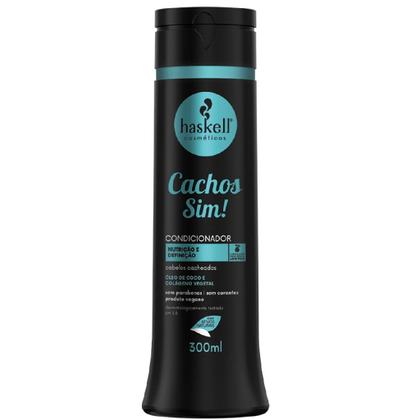 Imagem de Kit Haskell Cachos Sim Shampoo Condicionador 300ml Máscara Tratamento Leave-In Memorizador 300g