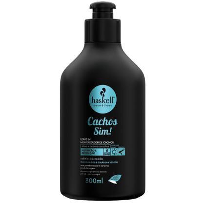 Imagem de Kit Haskell Cachos Sim Shampoo Condicionador 300ml Máscara Tratamento Leave-In Memorizador 300g