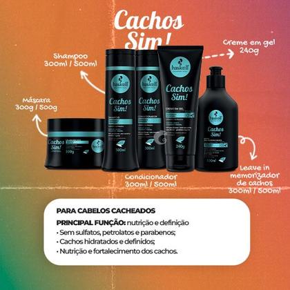 Imagem de Kit Haskell Cachos Sim Shampoo Condicionador E Mascara 300