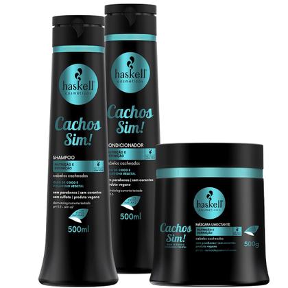 Imagem de Kit Haskell Cachos Sim Shampoo Condicionador Mascara 500g