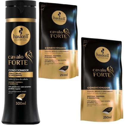 Imagem de Kit Haskell Cavalo Forte Condicionador 300ML  + 2 Refil Condicionador 250