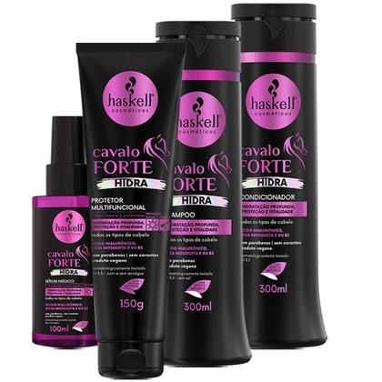 Imagem de Kit Haskell Cavalo Forte Hidra Sh, Cond 300ml Prot e Sérum