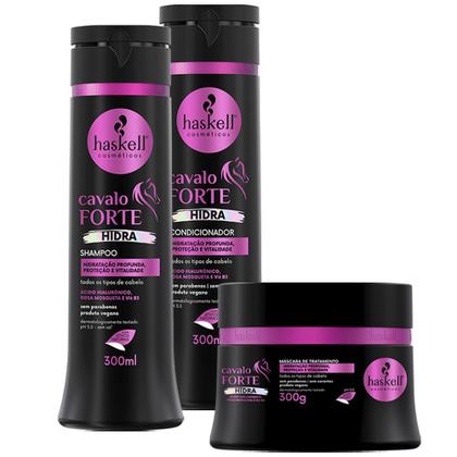 Kit Haskell Cavalo Forte Hidra Sh, Cond e Masc 300ml Imagem de Kit Haskell Cavalo Forte Hidra Sh, Cond e Masc 300ml