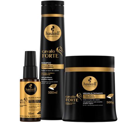 Imagem de Kit Haskell Cavalo Forte Sh 500ml Mascara 500g + Selante