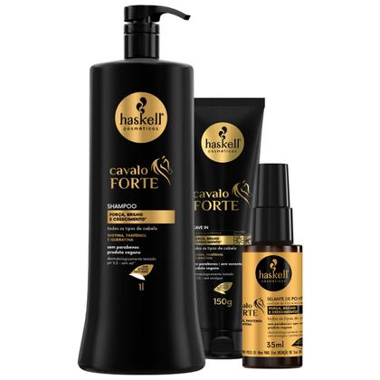Imagem de Kit Haskell Cavalo Forte Shampoo 1l + Leave-in + Selante
