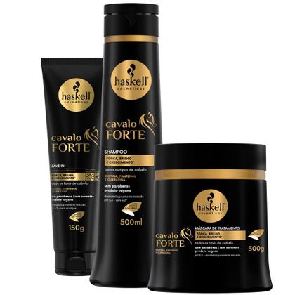 Imagem de Kit Haskell Cavalo Forte Shampoo 500ml Mascara 500g Leave-in
