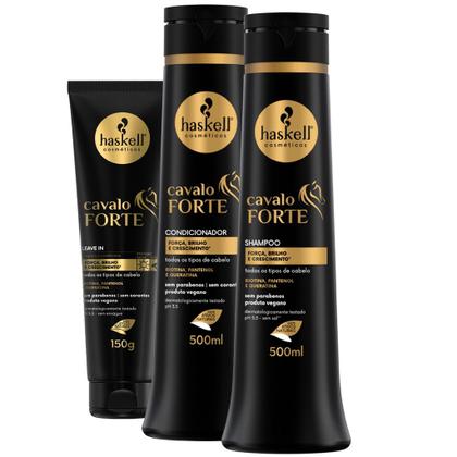 Imagem de Kit Haskell Cavalo Forte Shampoo Cond 500ml Leave-in Nf
