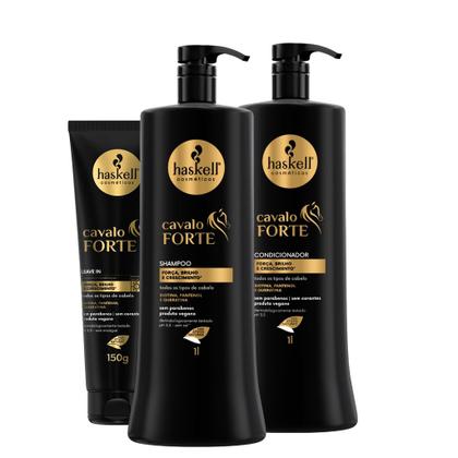 Imagem de Kit Haskell Cavalo Forte Shampoo Condicionador 1l + Leave-in