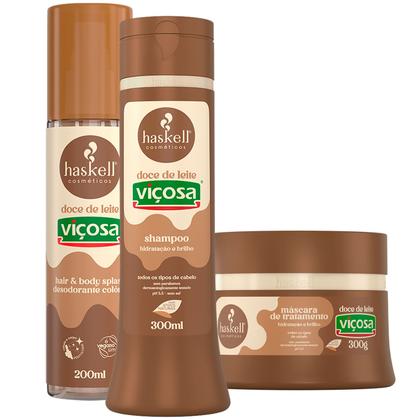 Imagem de Kit Haskell Doce de Leite Shampoo Máscara 300ml Splash 200ml