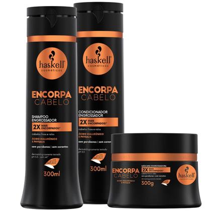 Imagem de Kit Haskell Encorpa Cabelo Shampoo Cond 300ml Masc 300gr