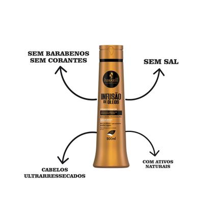 Imagem de Kit Haskell Infusão De Óleos Shamp cond masc 500g Mimo
